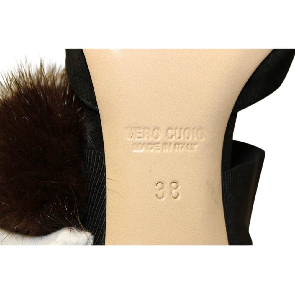 Jet-Set Paris Womens 8 38 Fur Pom Pom Suede Pointed Pumps Shoes Heels - Picture 9 of 16